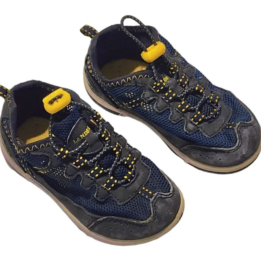 Lands End toddler hiking / water sandals shoes  size 7 M Blue Yellow Mesh